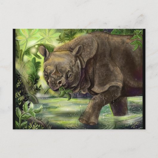 Javan Rhino Art Postkarte (Vorderseite)