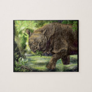 Javan Rhino Art Puzzle