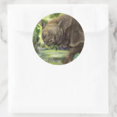Javan Rhino Art Runder Aufkleber (Tasche)