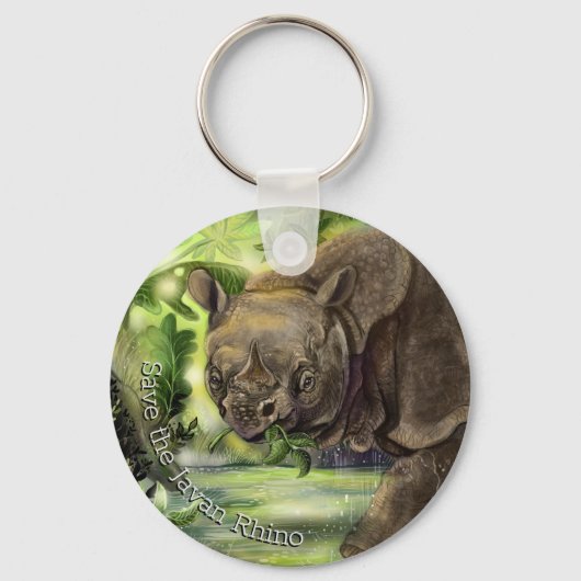Javan Rhino Art Schlüsselanhänger (Vorderseite)