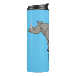 Javan rhinoceros cartoon illustration thermosbecher