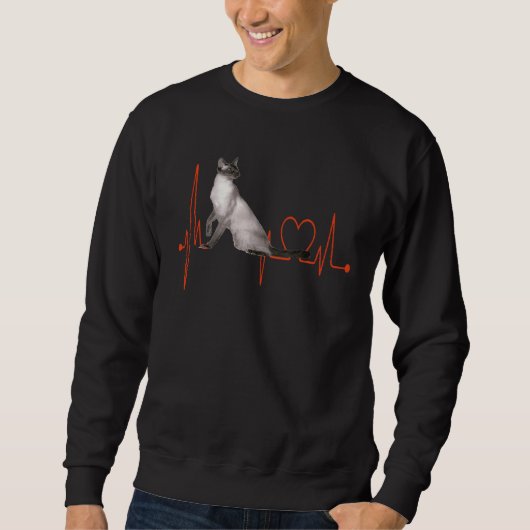 Javanese Cat Heartbeat EKG Cat & Kitten Sweatshirt (Vorderseite)