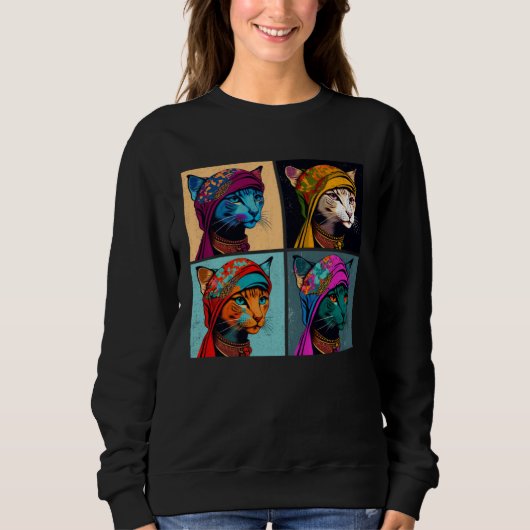 Javanese Cat Pop Illustration Colorful Animal Men Sweatshirt (Vorderseite)