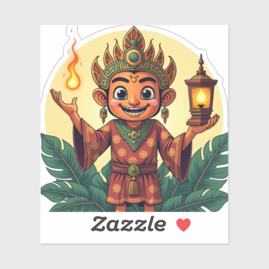 Javanese Puppet Sticker with Glowing Lantern (Blatt)