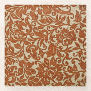 Javanesisches Blumenmuster: gewebte Textur. Glasuntersetzer