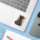 Javanische Katzenkunst  Aufkleber (Laptop mit iPhone)