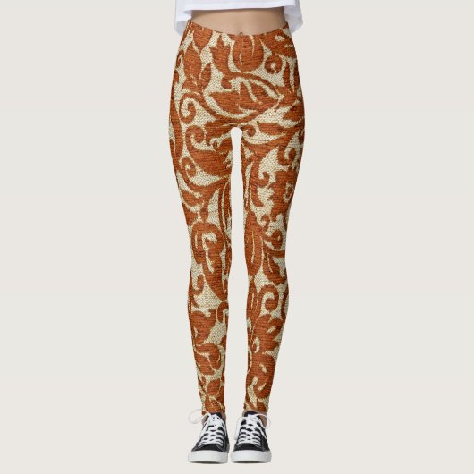 Javanisches Blumenmuster: gewebte Textur. Leggings (Vorderseite)