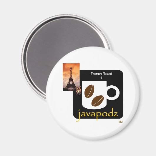 JavaPodz Frig Magnet - Französischer Roast (Vorderseite/Rückseite)