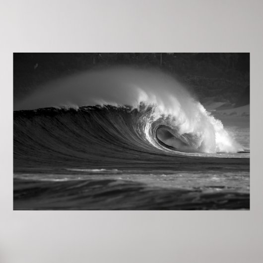 Java's Epic Wave - Black & White Surf Poster (Vorne)