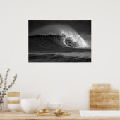 Java's Epic Wave - Black & White Surf Poster (Küche)