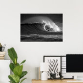 Java's Epic Wave - Black & White Surf Poster (Heimbüro)