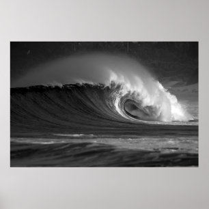 Javas epische Welle - Schwarz-Weiß-Surf Poster