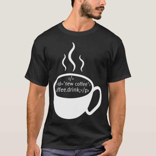 JavaScript HTML Code Trinkkaffee T-Shirt (Vorderseite)