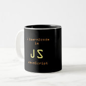 Javascript Ninja 1 schwarze Tasse (Vorderseite Links)