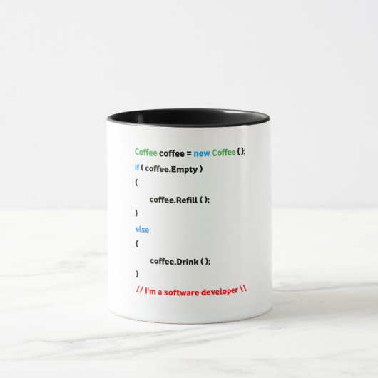 JavaScript-Tasse. Ich bin Software-Entwickler. Tasse (Zentrum)