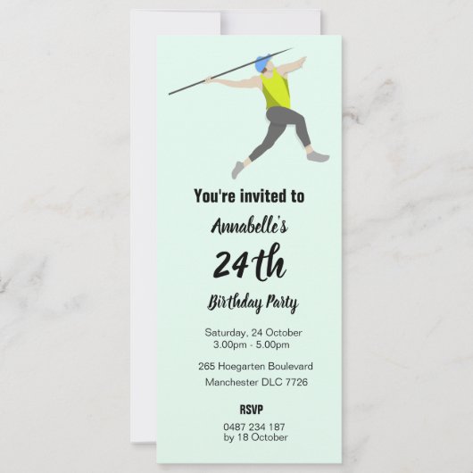 Javelin Einladung (Vorderseite)