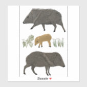 Javelina Familienwüstentiere Farbige Stifte Kunst Aufkleber (Blatt)