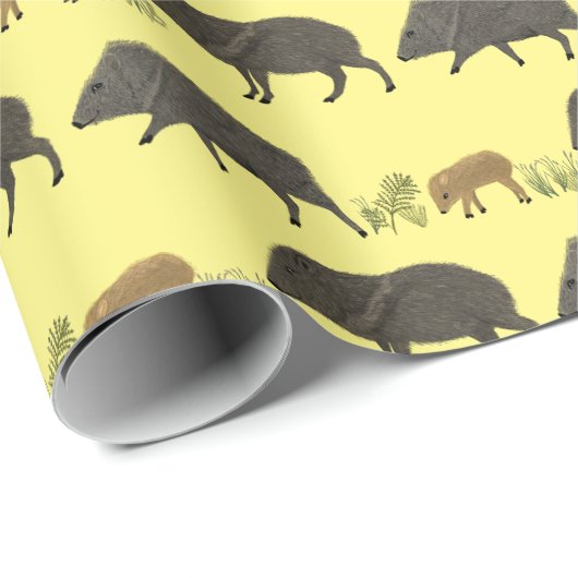 Javelina Family Portrait Wüste Tiere Muster Geschenkpapier (Rolleneckpunkt)