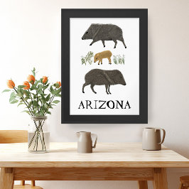 Javelina Family Portrait Wüstentiere ARIZONA Poster