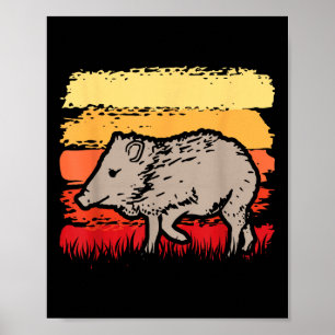 Javelina Retro Vintage 80er Sonnenuntergang Niedli Poster