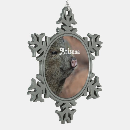 Javelina Schneeflocken Zinn-Ornament (Links)