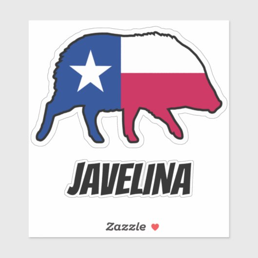 Javelina Silhouette with Texas State Flag Aufkleber (Blatt)