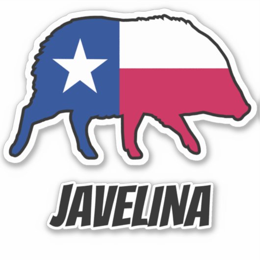 Javelina Silhouette with Texas State Flag Aufkleber (Vorderseite)