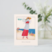 Javier Gose Seaside French Fashion Illustration Postkarte (Stehend Vorderseite)