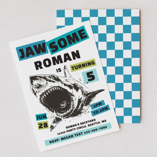Jaw-Some Shark Birthday Invitation Einladung