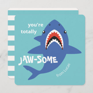Jaw-some shark classroom valentines day card feiertagskarte