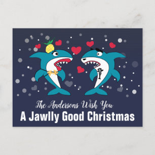 Jawlly Good Christmas Sharks Personalisiert Feiertagspostkarte