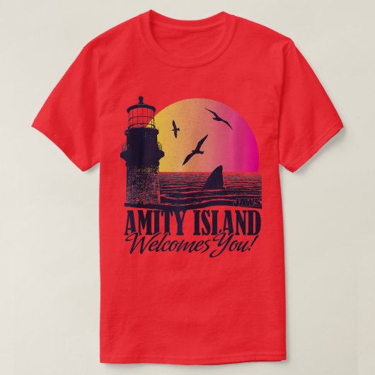 Jaws Amity Island heißt Sie willkommen im Leuchttu T-Shirt (Design vorne)