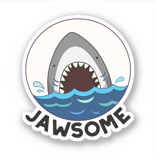 Jawsome Funny Shark Teeth Pun Aufkleber (Vorderseite)