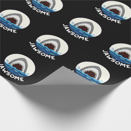 Jawsome Funny Shark Teeth Pun Dark BG Geschenkpapier (Ecke)