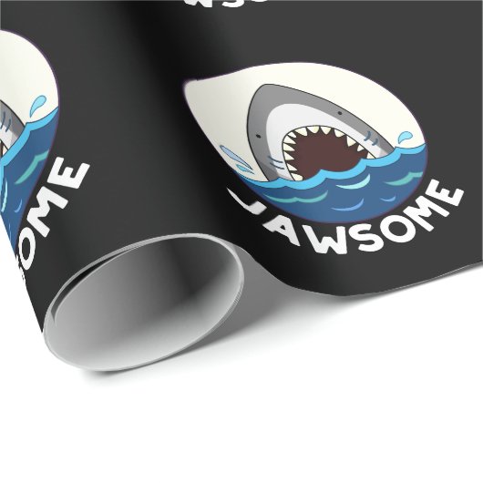 Jawsome Funny Shark Teeth Pun Dark BG Geschenkpapier (Rolleneckpunkt)