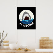 Jawsome Funny Shark Teeth Pun Dark BG Poster (Küche)