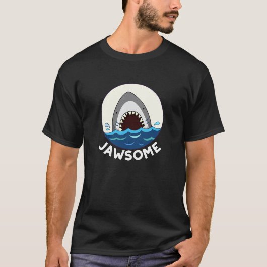 Jawsome Funny Shark Teeth Pun Dark BG T-Shirt (Vorderseite)