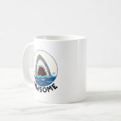 Jawsome Funny Shark Teeth Pun Kaffeetasse (Vorderseite Links)