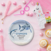 Jawsome Great White Shark Birthday Watercolor Pappteller (Party)