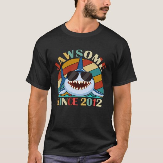 Jawsome Seit 2012 Shark Phantastisch Birthday Retr T-Shirt (Vorderseite)