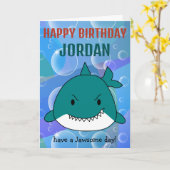Jawsome Shark Birthday Personalisiert Karte (Gelbe Blume)