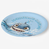 Jawsome Shark Plate | Blue Ocean Party Pappteller (Schrägansicht)