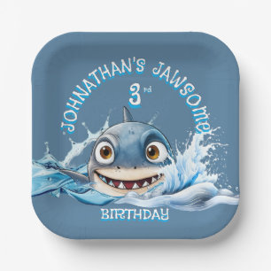 Jawsome Shark Platte   Geburtstag Kleinkind blau Pappteller