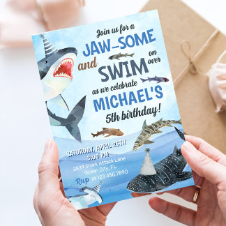 Jawsome Shark Under Sea Birthday Einladung