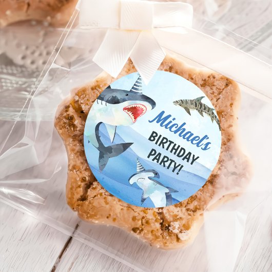 Jawsome Shark Under Sea Birthday Runder Aufkleber