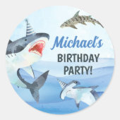 Jawsome Shark Under Sea Birthday Runder Aufkleber (Vorderseite)