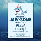 Jawsome Under Sea Niedlich Shark Birthday Einladung