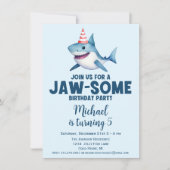 Jawsome Under Sea Niedlich Shark Birthday Einladung (Vorderseite)