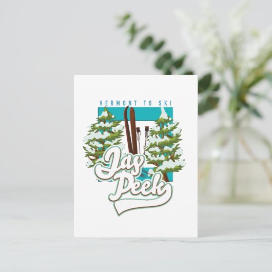 Jay Flüchtige Blick Vermont Skigobild Postkarte (Stehend Vorderseite)