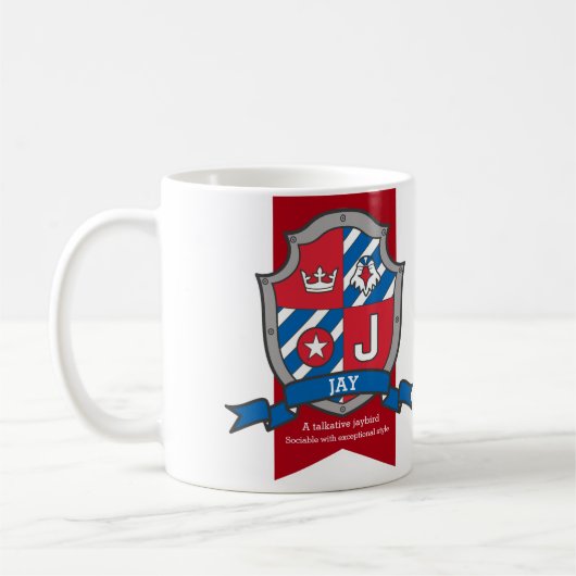 Jay J Heraldry red blue name Kaffeetasse (Links)